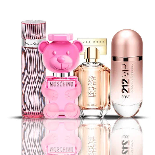Zestaw 4 Perfum | 212 VIP Rosé + Bubble Gum + Boss The Scent + Paris Hilton